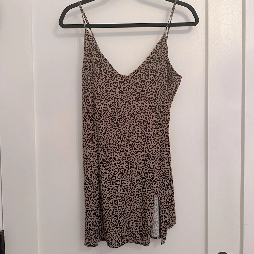 Reformation Marlowe Mini Slip Dress XS in Bengal Cheetah